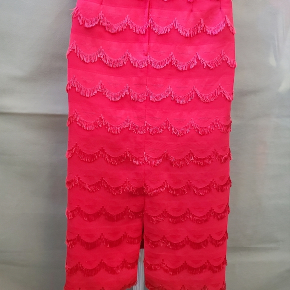 60s Vintage Hand Sewn Red Eyelash Fringe 2 Piece Pencil Skirt Suit - Picture 8 of 16